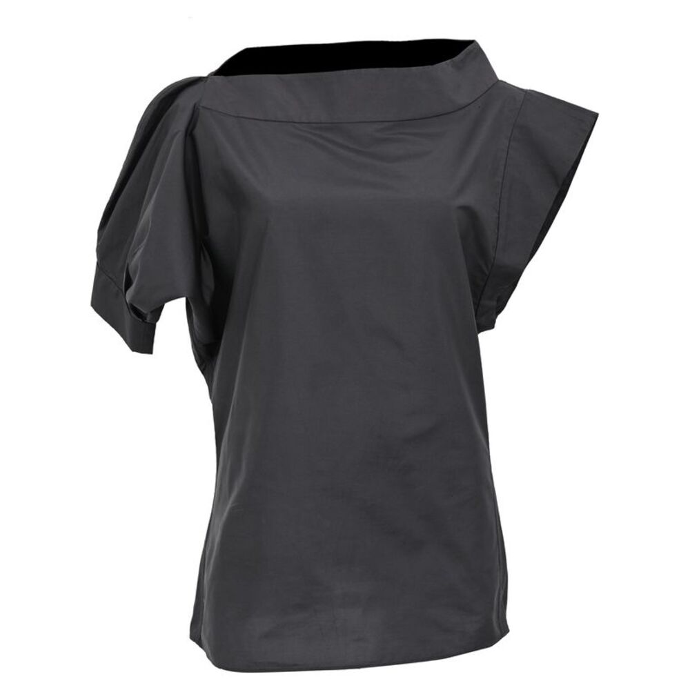 YSL Asymmetrical Blouse in Black Silk